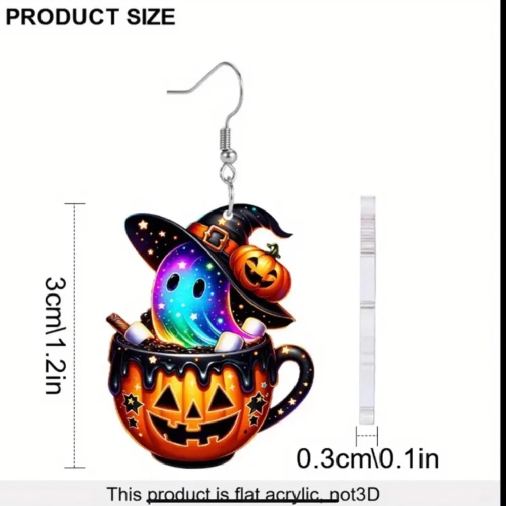 NWT! Halloween Holiday Acrylic Ghost Pierced Dangle Earrings!